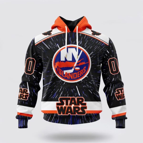 Personalized NHL New York Islanders Hoodie X Star Wars Meteor Shower Design 3D Hoodie