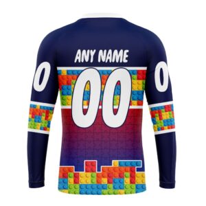 Personalized NHL New York Rangers Crewneck Sweatshirt Autism Awareness Design 2