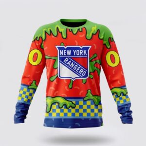 Personalized NHL New York Rangers Crewneck Sweatshirt Special Nickelodeon Design 1