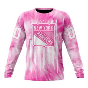 Personalized NHL New York Rangers Crewneck Sweatshirt Special Pink Tie Dye Unisex Shirt 1