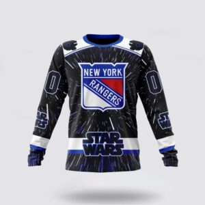 Personalized NHL New York Rangers Crewneck Sweatshirt X Star Wars Meteor Shower Design 1
