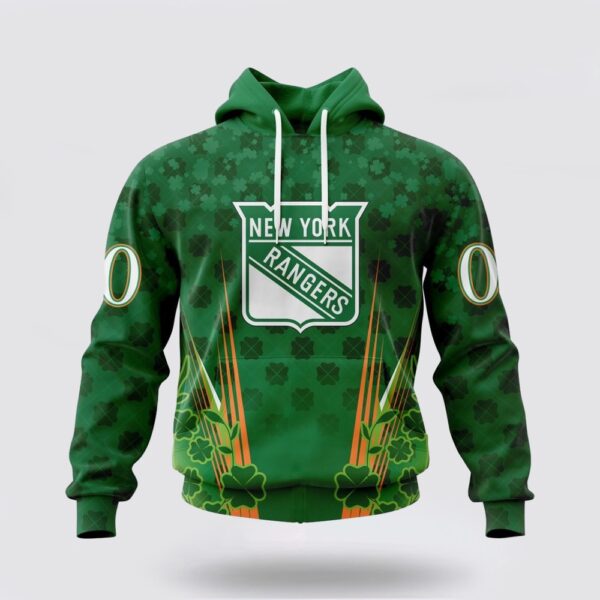 Personalized NHL New York Rangers Hoodie Full Green Design For St Patrick’s Day 3D Hoodie