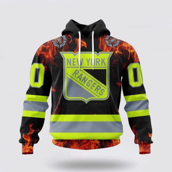 Personalized NHL New York Rangers Hoodie Special Design Honoring Firefighters 3D Hoodie