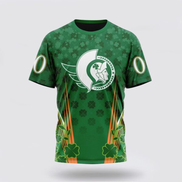 Personalized NHL Ottawa Senators 3D T Shirt Full Green Design For St Patrick’s Day Unisex Tshirt