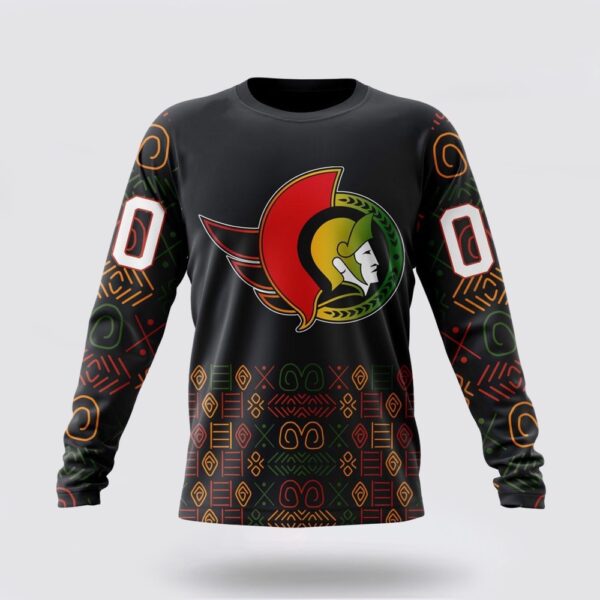 Personalized NHL Ottawa Senators Crewneck Sweatshirt Special Design For Black History Month