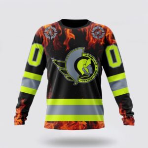 Personalized NHL Ottawa Senators Crewneck Sweatshirt Special Design Honoring Firefighters 1