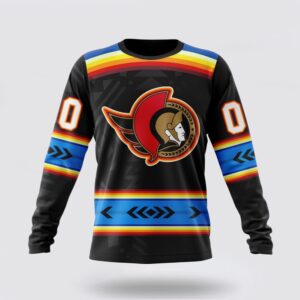 Personalized NHL Ottawa Senators Crewneck Sweatshirt Special Native Heritage Design 1