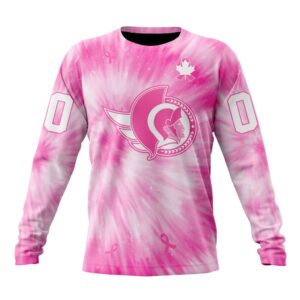 Personalized NHL Ottawa Senators Crewneck Sweatshirt Special Pink Tie Dye Unisex Shirt 1