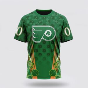 Personalized NHL Philadelphia Flyers 3D T Shirt Full Green Design For St Patricks Day Unisex Tshirt 1