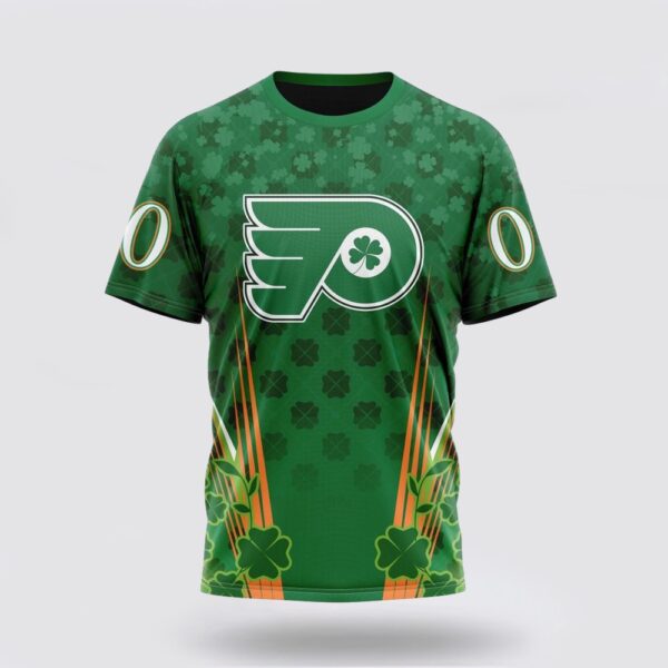 Personalized NHL Philadelphia Flyers 3D T Shirt Full Green Design For St Patrick’s Day Unisex Tshirt