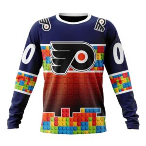 Personalized NHL Philadelphia Flyers Crewneck Sweatshirt Autism Awareness Design 1