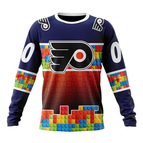 Personalized NHL Philadelphia Flyers Crewneck Sweatshirt Autism Awareness Design