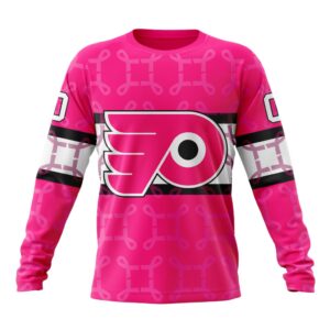 Personalized NHL Philadelphia Flyers Crewneck Sweatshirt I Pink I Can In October We Wear Pink Breast Cancer 1