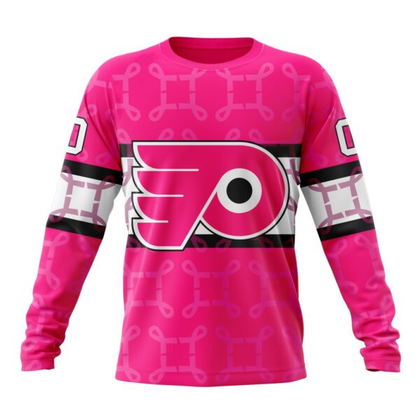 Personalized NHL Philadelphia Flyers Crewneck Sweatshirt I Pink I Can In October We Wear Pink Breast Cancer