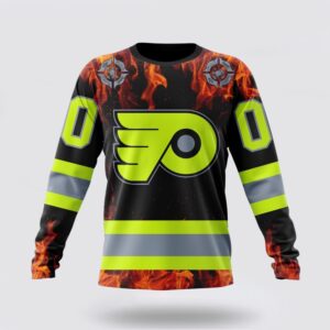 Personalized NHL Philadelphia Flyers Crewneck Sweatshirt Special Design Honoring Firefighters 1