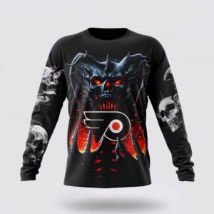 Personalized NHL Philadelphia Flyers Crewneck Sweatshirt Special Skull Art Design 1