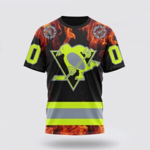 Personalized NHL Pittsburgh Penguins 3D T Shirt Special Design Honoring Firefighters Unisex Tshirt 1