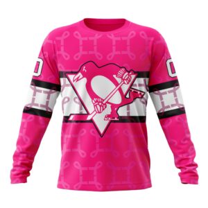 Personalized NHL Pittsburgh Penguins Crewneck Sweatshirt I Pink I Can In October We Wear Pink Breast Cancer 1