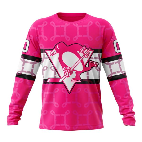 Personalized NHL Pittsburgh Penguins Crewneck Sweatshirt I Pink I Can In October We Wear Pink Breast Cancer