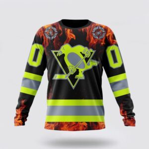 Personalized NHL Pittsburgh Penguins Crewneck Sweatshirt Special Design Honoring Firefighters 1