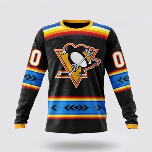 Personalized NHL Pittsburgh Penguins Crewneck Sweatshirt Special Native Heritage Design