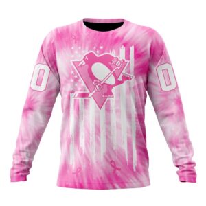 Personalized NHL Pittsburgh Penguins Crewneck Sweatshirt Special Pink Tie Dye Unisex Shirt 1