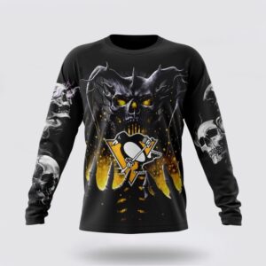 Personalized NHL Pittsburgh Penguins Crewneck Sweatshirt Special Skull Art Design 1