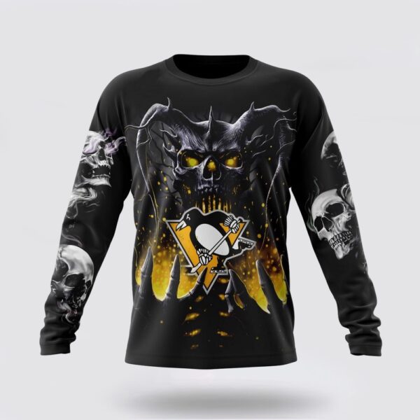 Personalized NHL Pittsburgh Penguins Crewneck Sweatshirt Special Skull Art Design