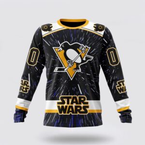 Personalized NHL Pittsburgh Penguins Crewneck Sweatshirt X Star Wars Meteor Shower Design 1