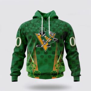 Personalized NHL Pittsburgh Penguins Hoodie Full Green Design For St Patricks Day 3D Hoodie 2 1