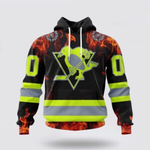 Personalized NHL Pittsburgh Penguins Hoodie Special Design Honoring Firefighters 3D Hoodie 2 1