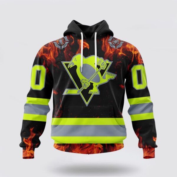 Personalized NHL Pittsburgh Penguins Hoodie Special Design Honoring Firefighters 3D Hoodie