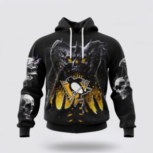 Personalized NHL Pittsburgh Penguins Hoodie Special Skull Art Design 3D Hoodie 1 1