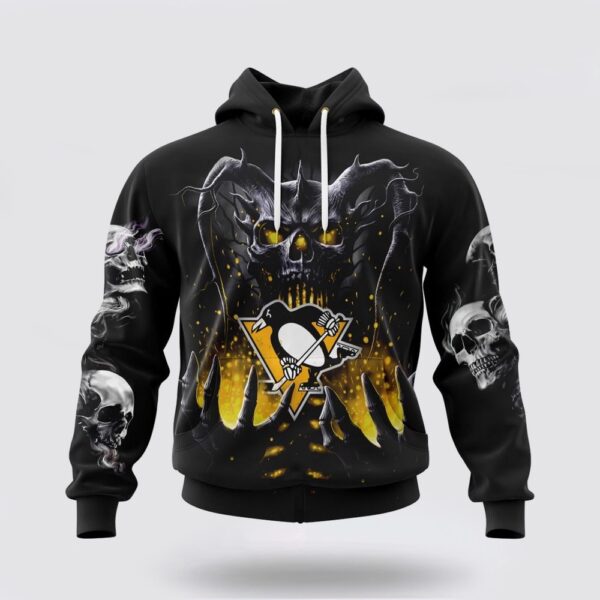 Personalized NHL Pittsburgh Penguins Hoodie Special Skull Art Design 3D Hoodie