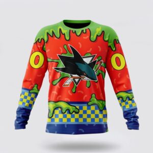 Personalized NHL San Jose Sharks Crewneck Sweatshirt Special Nickelodeon Design 1