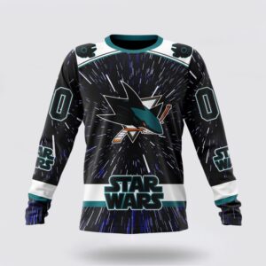 Personalized NHL San Jose Sharks Crewneck Sweatshirt X Star Wars Meteor Shower Design 1