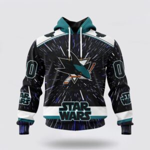 Personalized NHL San Jose Sharks Hoodie X Star Wars Meteor Shower Design 3D Hoodie 1 1