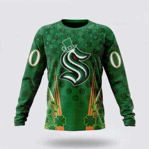 Personalized NHL Seattle Kraken Crewneck Sweatshirt Full Green Design For St Patricks Day 1