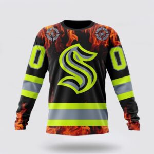 Personalized NHL Seattle Kraken Crewneck Sweatshirt Special Design Honoring Firefighters 1