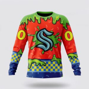 Personalized NHL Seattle Kraken Crewneck Sweatshirt Special Nickelodeon Design 1