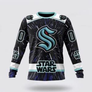 Personalized NHL Seattle Kraken Crewneck Sweatshirt X Star Wars Meteor Shower Design 1