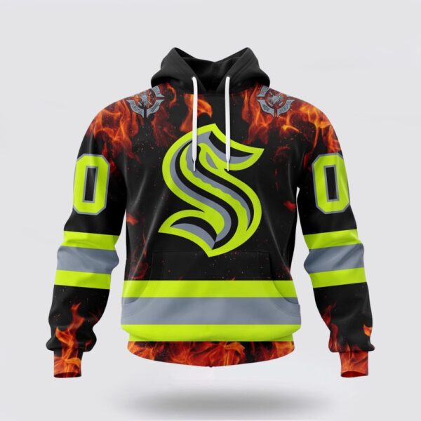 Personalized NHL Seattle Kraken Hoodie Special Design Honoring Firefighters 3D Hoodie