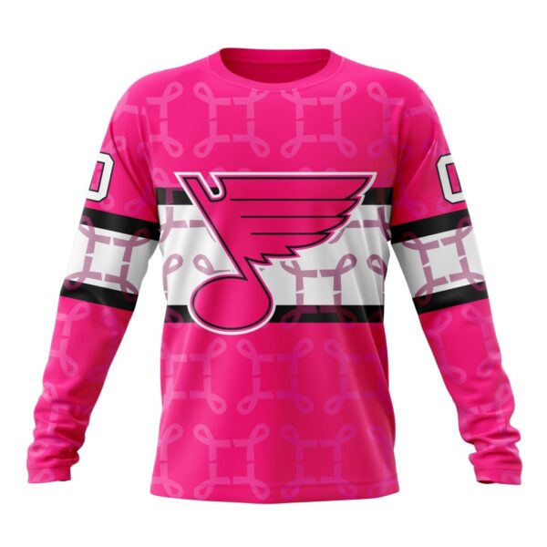 Personalized NHL St. Louis Blues Crewneck Sweatshirt I Pink I Can In October We Wear Pink Breast Cancer