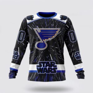 Personalized NHL St Louis Blues Crewneck Sweatshirt X Star Wars Meteor Shower Design 1