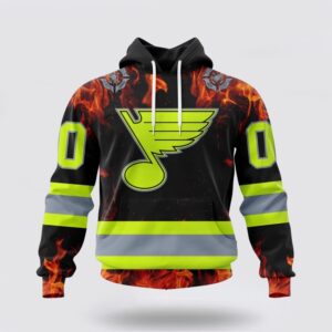 Personalized NHL St Louis Blues Hoodie Special Design Honoring Firefighters 3D Hoodie 2 1