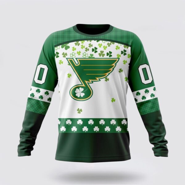 Personalized NHL St Louis Blues Crewneck Sweatshirt Special Design For St Patrick Day
