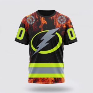 Personalized NHL Tampa Bay Lightning 3D T Shirt Special Design Honoring Firefighters Unisex Tshirt 1