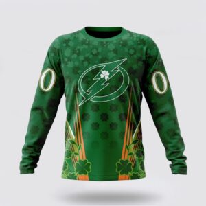 Personalized NHL Tampa Bay Lightning Crewneck Sweatshirt Full Green Design For St Patricks Day 1