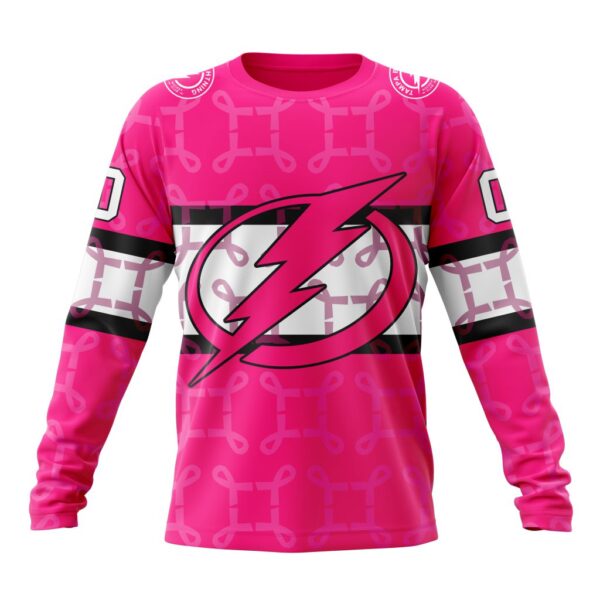 Personalized NHL Tampa Bay Lightning Crewneck Sweatshirt I Pink I Can In October We Wear Pink Breast Cancer