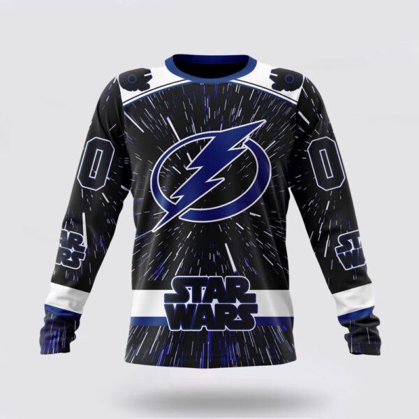 Personalized NHL Tampa Bay Lightning Crewneck Sweatshirt X Star Wars Meteor Shower Design